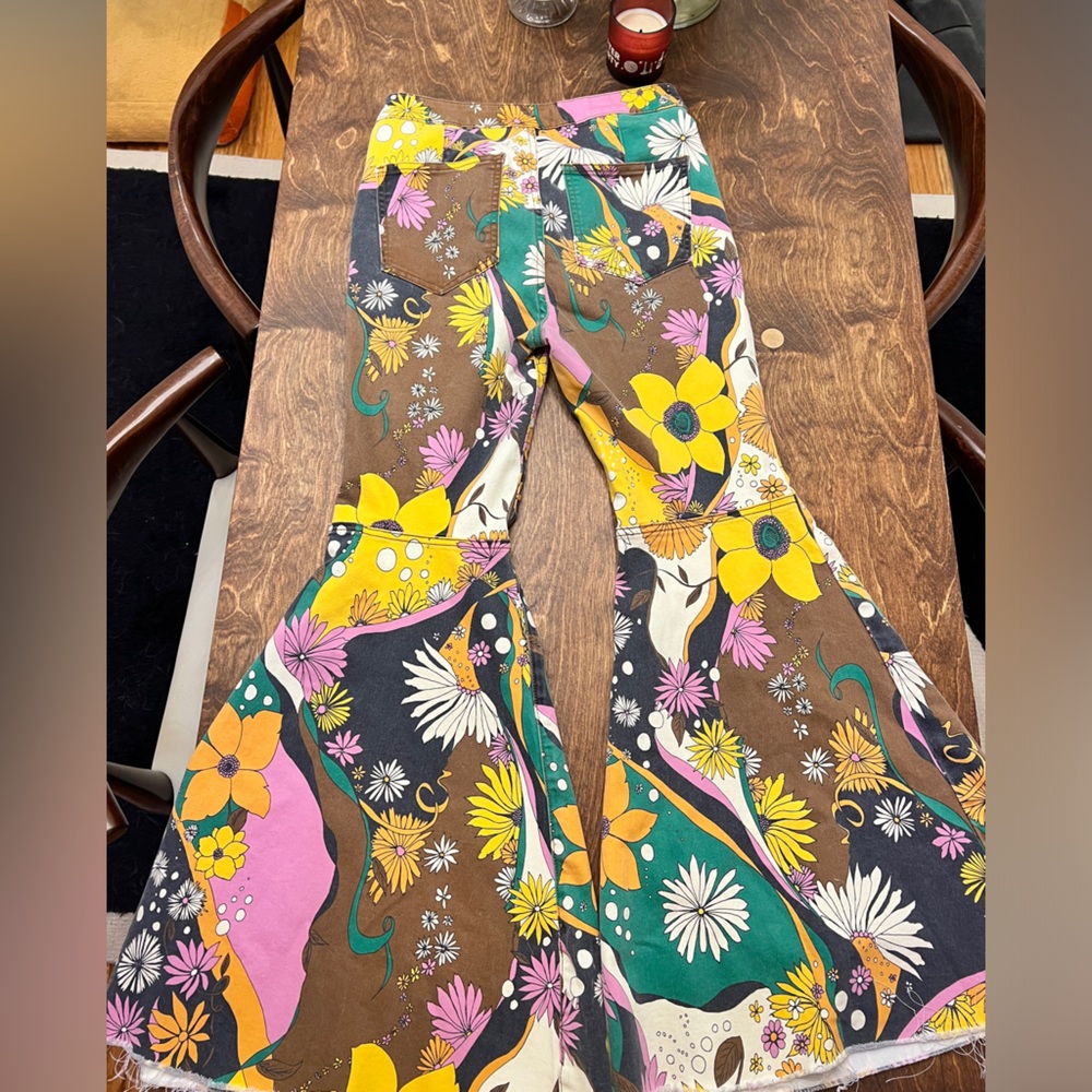 Free People floral flare jeans